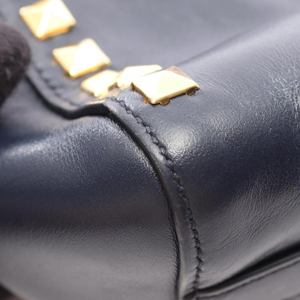 Miu Miu Studded Tote Bag Leather Navy Blue - Picture 7 of 11